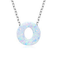 S925 Sterling Silver Necklace with Moissanite Pendant, Unisex Classic Style, Clearance Shipping Included.-Letter O Necklace [Opal]