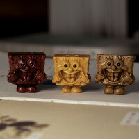 wholesale Metal material sandalwood carving happy baby rosewood green sandalwood old mountain sandalwood pendant necklace sweater chain DIY children's girls style-Rosewood