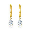 wholesale 18k gold-plated S925 silver with new 4*6mm teardrop pear-shaped earrings genuine moissanite passed diamond tester-0-0