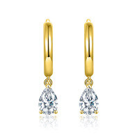 wholesale 18k gold-plated S925 silver with new 4*6mm teardrop pear-shaped earrings genuine moissanite passed diamond tester-Rose gold (shipping in 3-5 days)  925 silver (1 carat total)