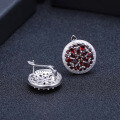 wholesale S925 Sterling Silver Natural Gemstone Ear Studs European and American Light Luxury Ruby Inlaid Crystal Earrings Wholesale-0-2