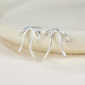 wholesale S925 Sterling Silver Korean-style Minimalist Bow Earrings for Women, Elegant and Chic Blogger-Inspired Earrings-0-0