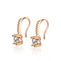 Rose Gold S925 Silver Moissanite Stud Earrings with Tassel Four-Prong Setting-0-4