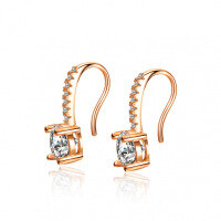 Rose Gold S925 Silver Moissanite Stud Earrings with Tassel Four-Prong Setting-1 carat (set with zircon)  925 silver