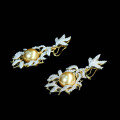 wholesale 925 Silver Gold-Plated Earrings with High-Carbon Diamonds and South Sea Golden Pearls, High-End Jewelry for Party Events, Versatile Accessories for Women-0-2