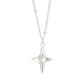 wholesale S925 Sterling Silver White Agate Four-pointed Star Necklace For Women-0-0