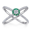 wholesale 925 Sterling Silver SKA Cross-Border E-Commerce New Women's Green Zircon French Circle Exaggerated Ring Jewelry-0-1