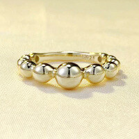wholesale S925 silver gold-plated new fashion beaded stack ring trendy jewelry romantic series for women-R668 Gold>8