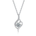 Sterling Silver 50-Point Moissanite Pendant Necklace for Women, Drop Shipping-0-3