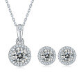 wholesale S925 sterling silver fashion earrings and necklace set with certificate, inlaid with D-color 1-carat moissanite-0-4