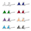 wholesale S925 Sterling Silver Triangle Stud Earrings Fashion Ins Style Geometric Diamond Inlaid Earrings Women Cross-Border Wholesale-0-3