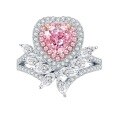 wholesale 18K gold jewelry new heart-shaped high-carbon diamond one-carat pink diamond ring luxury love-0-4