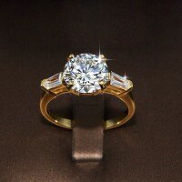 S925 Silver Cross-Border Four-Claw Moissanite Ring, 3 Carats Women's-9mm zircon (golden)  Mido No. 8