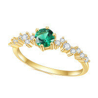 wholesale S925 Sterling Silver with Emerald Nano Ring, Fashion Light Luxury Colored Gemstone Gold-Tone Ring-S925 Silver + Emerald Nano US Size 10
