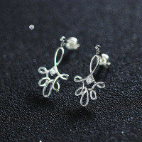 wholesale [] 925 Silver White Gold Plated New Creative Hollow Chinese Knot Fashion OL Style Zircon Earrings for Women Elegant Earrings-Silver zircon earrings 925 silver