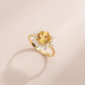 wholesale S925 Sterling Silver Light Luxury Style Candy Color 18 Carat Natural Citrine Gold Ring Customizable-0-3