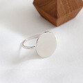 wholesale S925 Sterling Silver JA052 Korean Style Open Finger Ring Fashionable Minimalist Geometric Circle Smooth Band Ring for Women-0-1