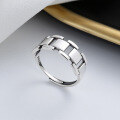 wholesale S925 Sterling Silver Retro Geometric Interlocking Ring Simple Fashion Minimalist Design Versatile Index Finger Ring-0-0