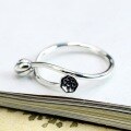 wholesale 925 Sterling Silver Lotus Flower Ring for Women, Adjustable, Vintage Chinese Style, Distressed Lotus Pod, Index Finger, Niche Thin Tail Ring-0-1