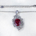 wholesale Metal: 925 Sterling Silver Zhuozhifan New Oval 10*12 Pigeon Blood Red Zircon Pendant Simple and Fashionable Necklace-0-1
