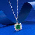 wholesale S925 Silver New Retro Pendant Simulated Emerald Cut 7*7 Versatile Women's Jewelry Live by Zhuozhifan-0-1