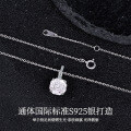 Silver Full-Zirconia Pendant Necklace, Rose Cut, Women's Minimalist Design-0-0
