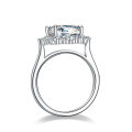 S925 Silver Moissanite Ring Women's Luxury Setting Fancy Shape Emerald Cut Rectangle 4 Carat-0-3