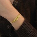 wholesale S925 Sterling Silver and Gold Glittery Crushed Ice Five Emperor Coins Bracelet for Women, Minimalist Luxury, Small and Chic, Versatile Hand Jewelry-0-1
