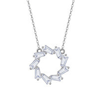 wholesale 925 Sterling Silver Geometric Zircon Jewelry For Women-925 sterling silver, electroplated platinum, 5A zircon, 40+5cm, 2.72g 925 silver