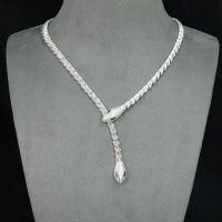 wholesale 925 Silver Gold-Plated Necklace with High-Carbon Diamond, Baogia Emerald, Serpent Design, Unique Women's Collarbone Chain-Muzo Green 925 Silver