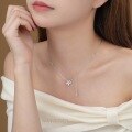 wholesale S925 Sterling Silver Diamond-Inlaid Five-Petal Flower Butterfly Tassel Necklace, Fashion Minimalist Niche Sophisticated Collarbone Jewelry-0-1