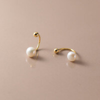 wholesale S925 Sterling Silver Nalan Pearl Series French Small Hook Ear Studs Minimalist Summer Ear Cartilage Piercing for Women M01902-Gold 925 silver