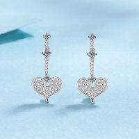 wholesale [Gold Plated] S925 Sterling Silver Moissanite Earrings Champagne Gold Ear Studs Heart Design Sweet Dangle Earrings Versatile High-End Feel-70 points Moissanite 925 silver