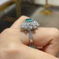 Metal Alloy Sparkling Emerald Necklace Earrings Ring Jewelry Set-0-2