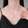 S925 Silver Cross Pendant Moissanite Hip-Hop Bead Chain Necklace Wholesale-0-2