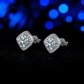S925 Silver Moissanite Square Stud Earrings for Women-0-0