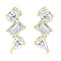 wholesale 18k Gold and Platinum Three-Shape Diamond Stud Earrings with Lab-Grown Diamonds, Irregular High-End Jewelry, European and American Style-0-0