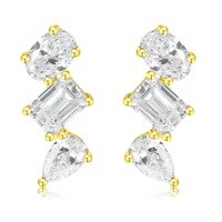 wholesale 18k Gold and Platinum Three-Shape Diamond Stud Earrings with Lab-Grown Diamonds, Irregular High-End Jewelry, European and American Style-18k gold cultured diamond stud earrings (total 0.6 carats)