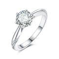 wholesale S925 silver plated with 18k gold classic 1-carat 2-carat six-prong moissanite ring-0-4
