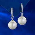 wholesale 925 Silver Full Body New 13mm Pearl Ear Studs European and American Earrings Fashion Commuter Style-0-0