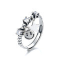 wholesale S925 metal trendy zircon inlaid coconut tree smiley face star open ring niche design Korean style new-0-6