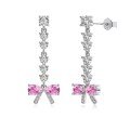 wholesale S925 Sterling Silver European and American Wedding Style Earrings for Women, Exquisite Bow with Waterdrop Pendant, Designed with a Sense of Fashion and Geometric Elements-0-15