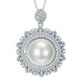 wholesale Metal material first: Mu Jing Jewelry new 16mm pearl necklace for women with 8-carat luxurious sunflower pendant-0-4