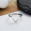 wholesale S925 sterling silver minimalist hollow-out heart ring, ins delicate and elegant niche design versatile index finger ring-0-1