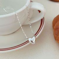 wholesale S925 Sterling Silver Minimalist Heart Pendant Necklace for Women, Small Luxury Fashion Trendy Collarbone Chain in 2024-Sterling silver