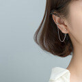 wholesale S925 silver Korean-style elegant C-shaped trendy triple-layer ear clip versatile long ear chain earrings G4375-0-1