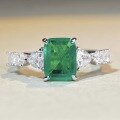 wholesale S925 Sterling Silver Emerald with Inclusions Muzo Green Ring for Women, Fine Craftsmanship Colored Gemstone Zircon High Carbon Diamond Ring Direct from Manufacturer-0-3