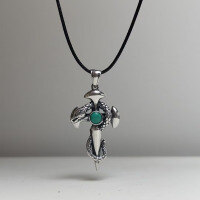 wholesale 925 Silver Natural Raw Turquoise Pendant Unisex-Turquoise Snake Sword Cross Pendant  925 Silver