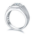 wholesale S925 Sterling Silver Men's Diamond Ring, European and American Minimalist Style, Fashionable 1 Carat Moissanite Band, Factory Direct Drop Shipping-0-4