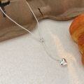 wholesale S925 Sterling Silver Stretchy Heart Pendant Necklace for Women, Minimalist and Unique Design, Korean Style Trendy Collarbone Chain-0-4